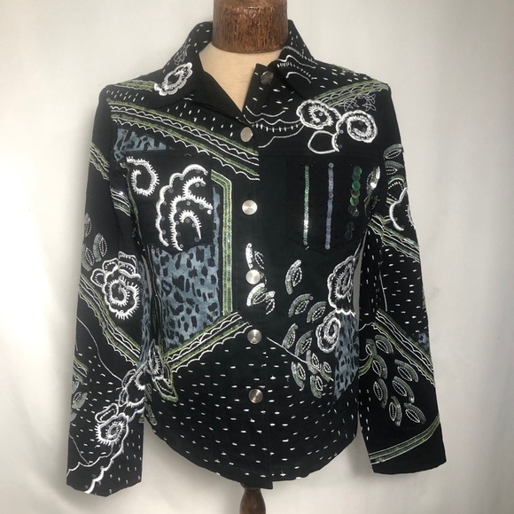 - - Womens Decorative Black Jacket. Size 10. - Picture 1 of 9